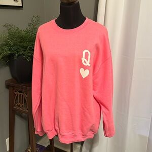 Queen of Hearts Sweatshirt Size L bright pink